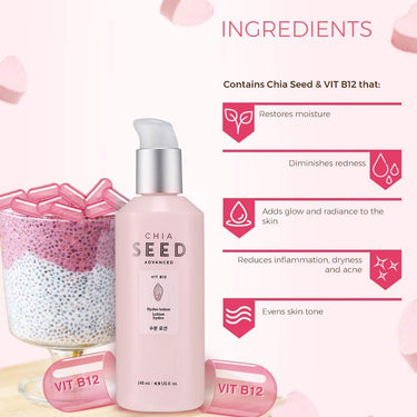 The Face Shop Chia Seed Hydro Cream with Vitamin B12 & Chia Seeds | 24HR Intense Hydration Face Cream | For Intense Moisturization & Skin Barrier Protection | Korean Skin Care, 145ml
